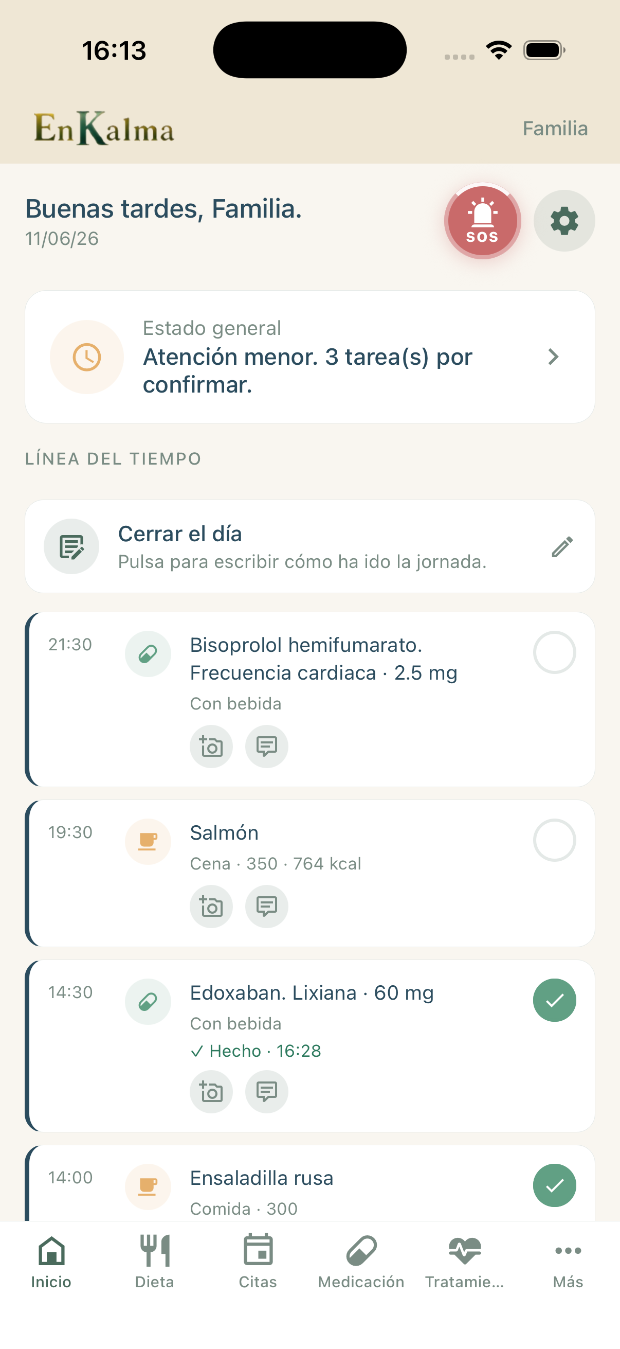 Coordinación del cuidado entre profesional, persona cuidada y familia en EnKalma